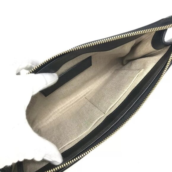 BALENCIAGA 347238 logo Bag Clutch bag Leather / Mouton Black/White - Picture 11 of 16